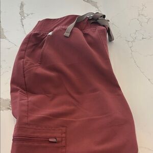 Burgundy Scrub Pants with Drawstring